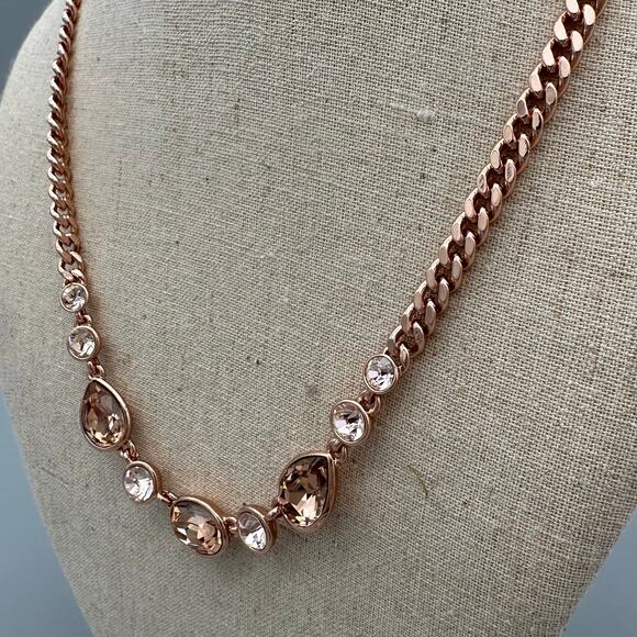 Givenchy Rose Gold Crystal Necklace Bracelet Set Champagne Clear Quiet Luxury - Picture 3 of 9
